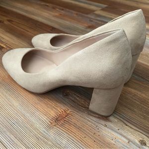 Nude Suede Block Heels